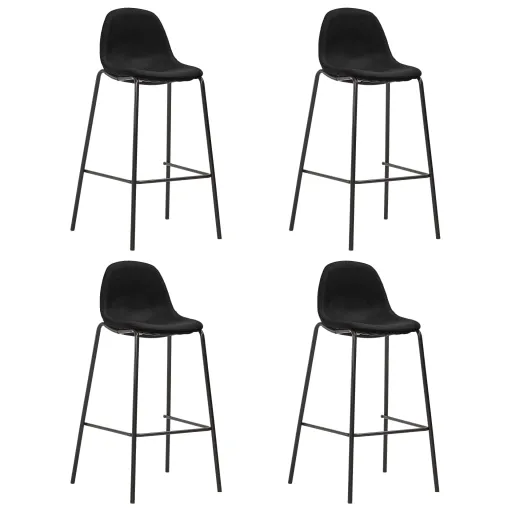 Cadeiras de Bar   Tecido Preto (4 pcs)