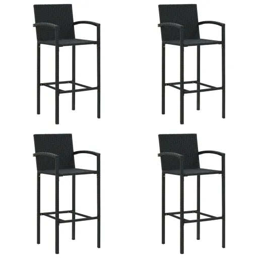 Bancos de Bar   Vime PE Preto (4 pcs)