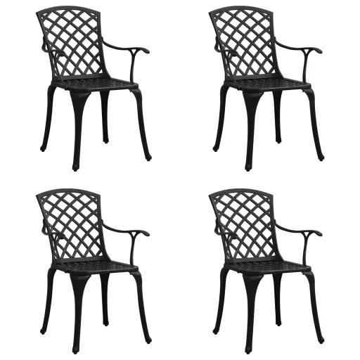 Cadeiras de Jardim   Alumínio Fundido Preto (4 pcs)