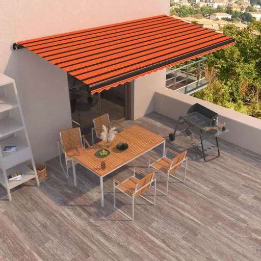 Toldo Retrátil Manual 600x350 cm Laranja e Castanho