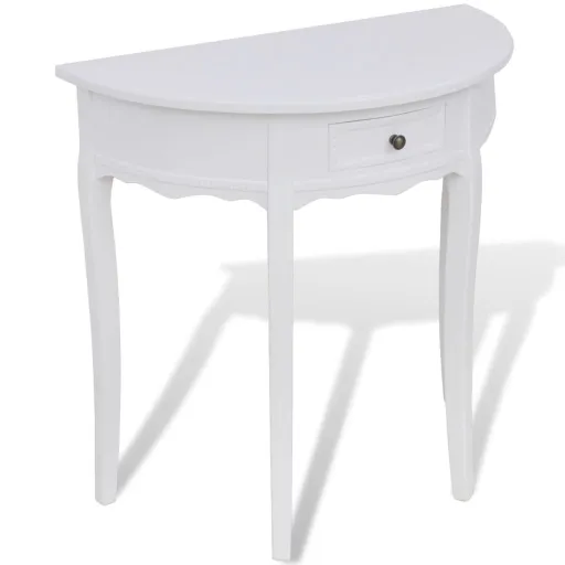 Mesa Consola Meia-Lua com Gaveta Branco