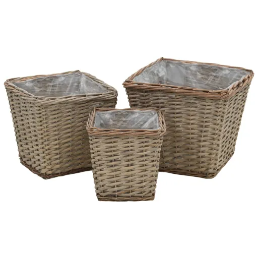 Cestos para Vasos   Vime com Forro em PE (3 pcs)