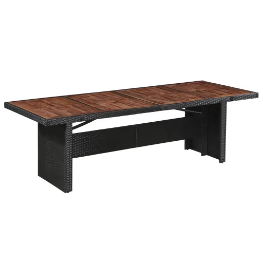 Mesa de Jardim 240x90x74 cm Vime PE e Madeira Acácia Maciça