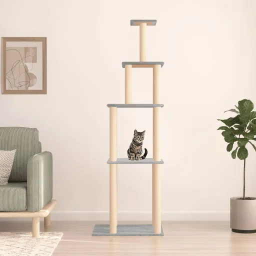 Árvore p/ Gatos c/ Postes Arranhadores Sisal 183 cm Cinza-Claro