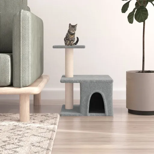 Árvore p/ Gatos c/ Postes Arranhadores Sisal 48 cm Cinza-Claro