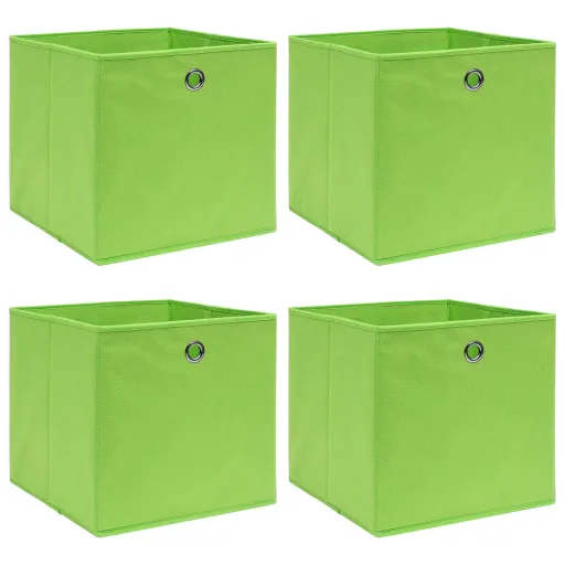 Caixas de Arrumação   32x32x32 cm Tecido Verde (4 pcs)