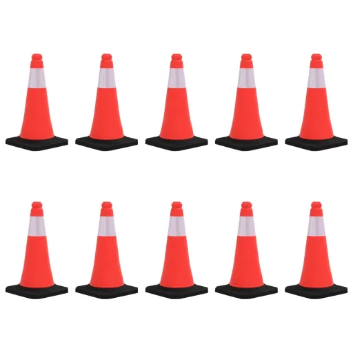 Cones de Sinalização Refletores com Bases Pesadas   50 cm (10 pcs)