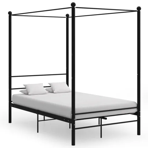 Estrutura de Cama com Dossel 120x200 cm Metal Preto