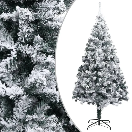 Árvore de Natal Artificial com Flocos de Neve 400 cm PVC Verde