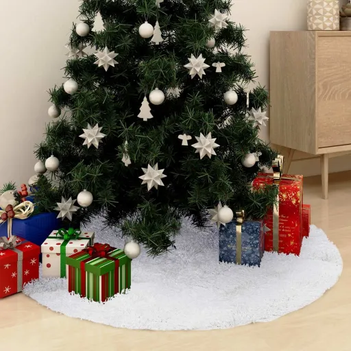 Saia de Árvore de Natal 90 cm Pelo Sintético Branco