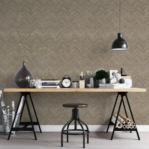 Noordwand Papel de Parede Topchic Herringbone Castanho