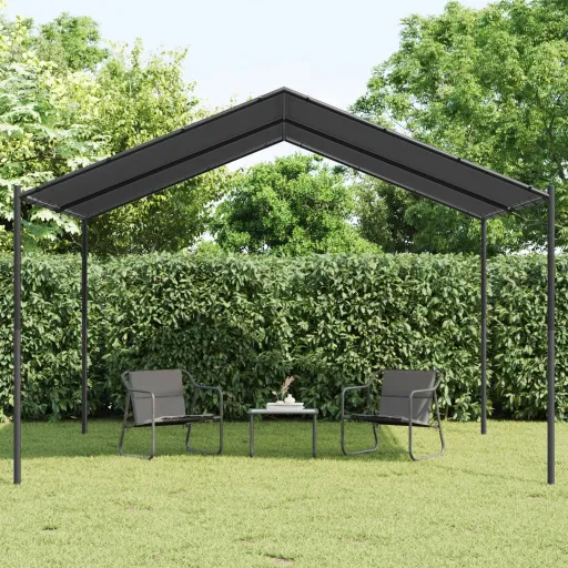 Tenda com Toldo 4x4 m Aço e Tecido Antracite