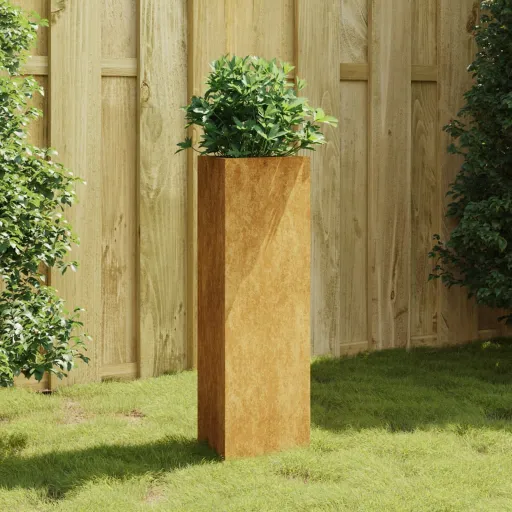 Vaso/Floreira de Jardim 30x26x75 cm Aço Corten