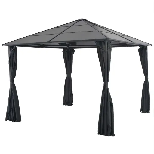 Gazebo com Cortinas Alumínio 3x3 m Preto