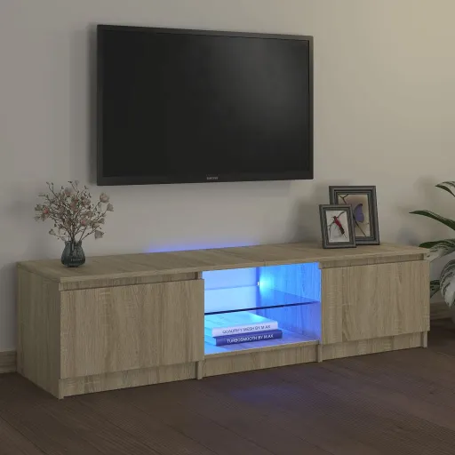 Móvel de TV com Luzes LED 140x40x35,5 cm Carvalho Sonoma