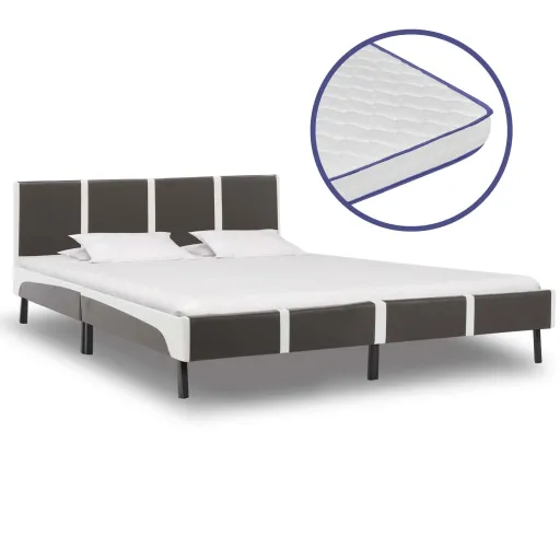 Cama com Colchão Espuma de Memória 180x200 cm Couro Artificial