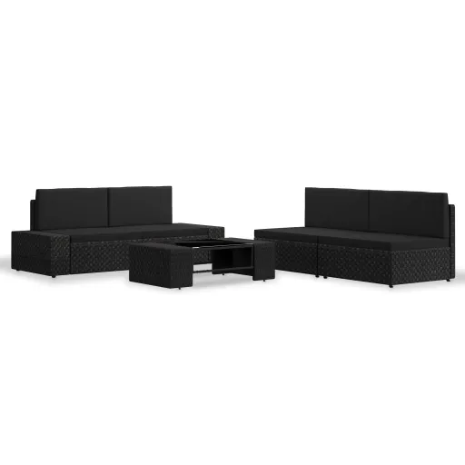 Conjunto Lounge para Jardim Vime PE Preto (5 pcs)