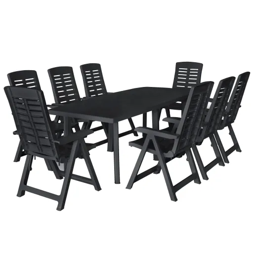 Conjunto de Jantar para Exterior Plástico Antracite (9 pcs)