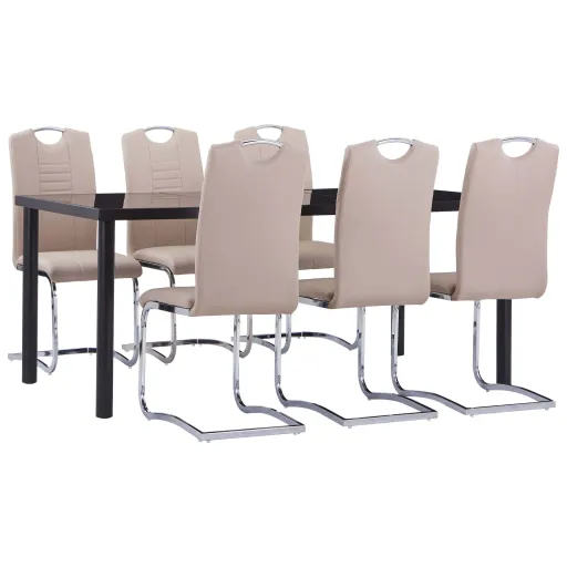 Conjunto de Jantar Couro Artificial Cappuccino (7 pcs)