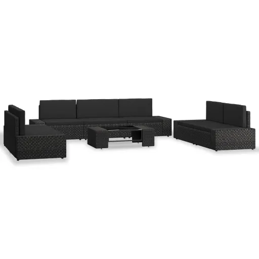 Conjunto Lounge para Jardim Vime PE Preto (8 pcs)