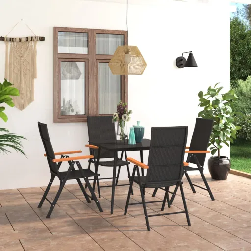 Conjunto de Jantar para Jardim Preto e Castanho (5 pcs)