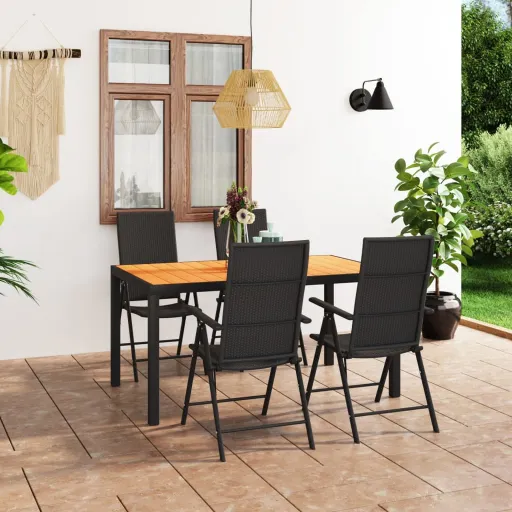 Conjunto de Jantar para Jardim Preto e Castanho (5 pcs)