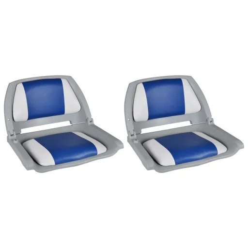 Assentos Barco   Encosto Dobrável Azul/Branco 41x51x48 cm (2 pcs)