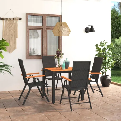 Conjunto de Jantar para Jardim Preto e Castanho (5 pcs)