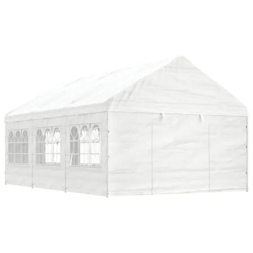 Gazebo com Telhado 6,69x4,08x3,22 m Polietileno Branco