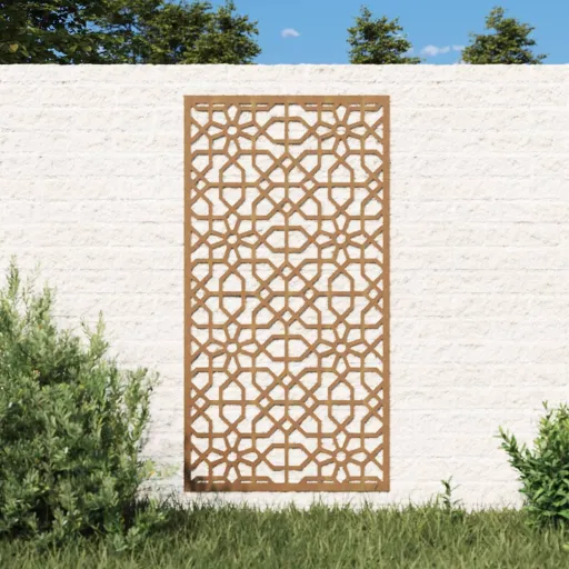 Decoração p/ Muro de Jardim 105x55 cm Aço Corten Design Árabe