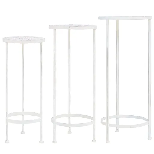 Suporte para Plantas   Estilo Vintage Metal Antigo Branco (3 pcs)