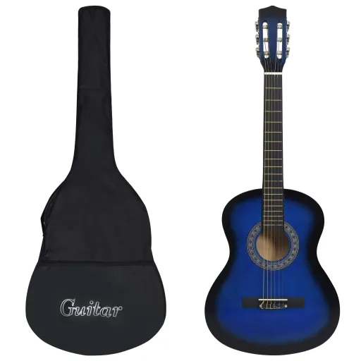 Guitarra Clássica para Iniciantes com Saco 3/4 36" Azul