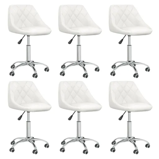 Cadeiras de Jantar Giratórias   Couro Artificial Branco (6 pcs)