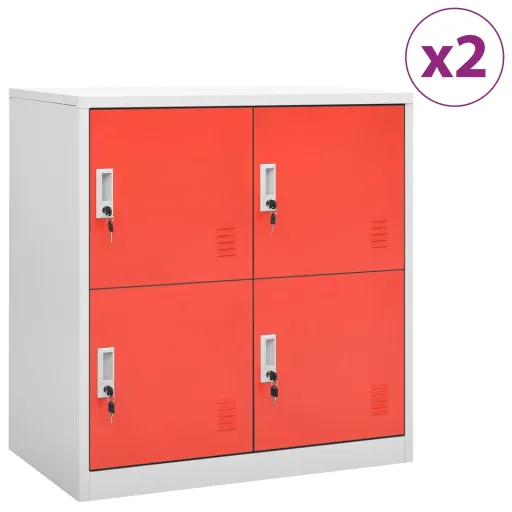 Cacifos   90x45x92,5 cm Aço Cinzento-Claro e Vermelho (2 pcs)