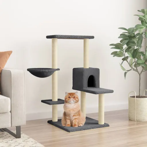 Árvore p/ Gatos c/ Postes Arranhadores Sisal 95 cm Cinza-Escuro