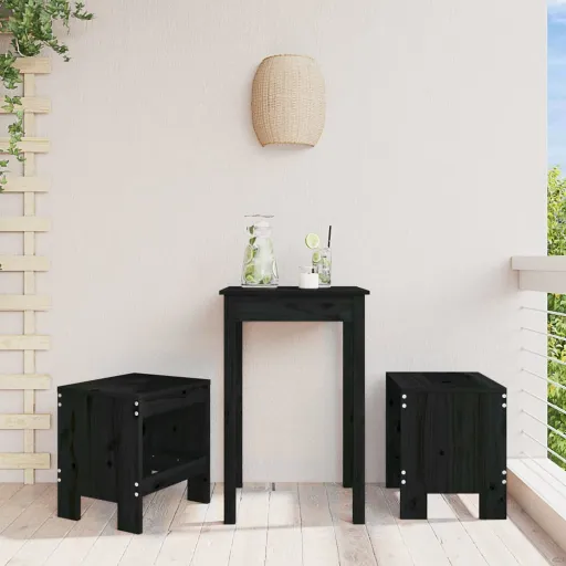 Bancos de Jardim   40x36x45 cm Pinho Maciço Preto (2 pcs)