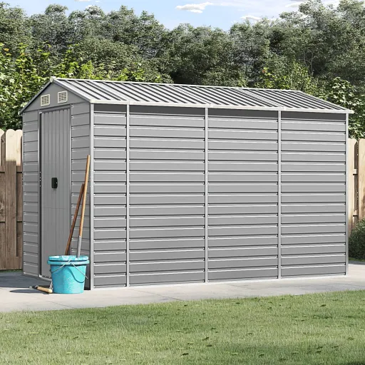 Abrigo de Jardim 191x300x198 cm Aço Galvanizado Cinzento-Claro