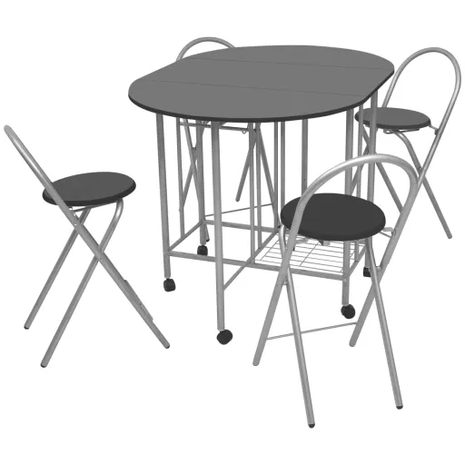 Conjunto de Jantar Dobrável   MDF Preto (5 pcs)