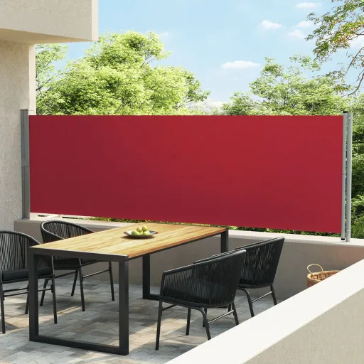 Toldo Lateral Retrátil para Pátio 140x600 cm Vermelho