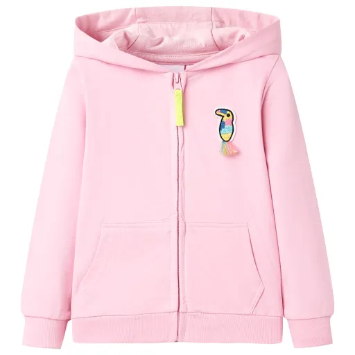 Sweatshirt para Criança com Capuz e Fecho Rosa-Brilhante 116