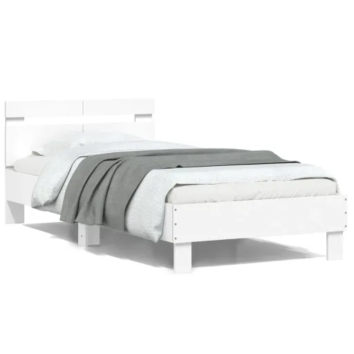 Estrutura Cama c/ Cabeceira 100x200 cm Derivados Madeira Branco