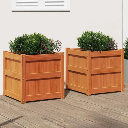 Vasos/Floreiras de Jardim   Pinho Maciço Castanho Cera (2 pcs)