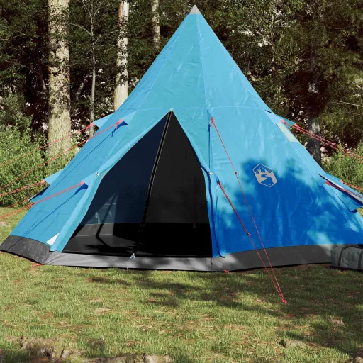 Tenda de Campismo Tipi para 4 Pessoas Impermeável Azul