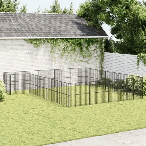 Parque para Cães com 20 Painéis Aço Galvanizado Preto