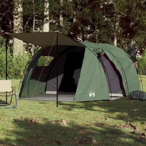 Tenda de Campismo Túnel para 4 Pessoas Impermeável Verde