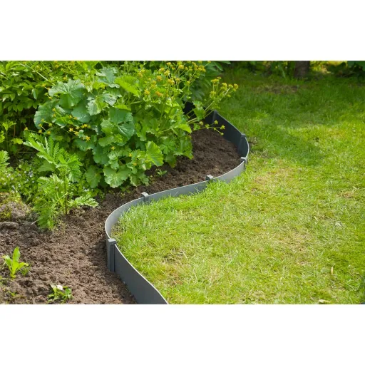 Nature Conjunto de Bordas de Jardim com Estacas 15 cm x 10 m Cinza