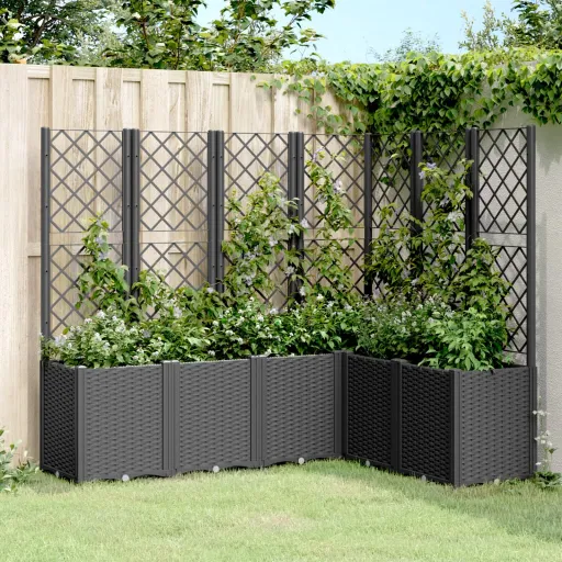 Vaso/Floreira de Jardim c/ Treliça 160x120x140 cm PP Preto