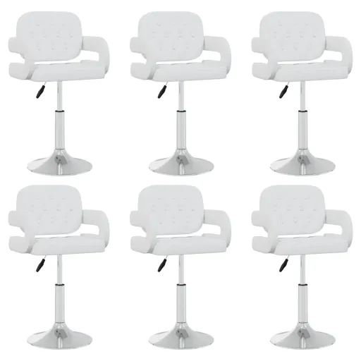 Cadeiras de Jantar Giratórias   Couro Artificial Branco (6 pcs)