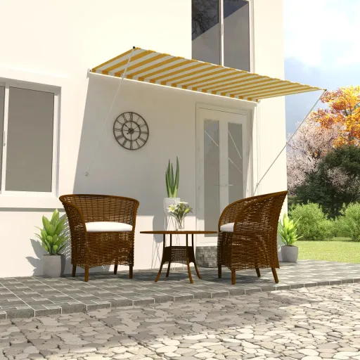 Toldo Retrátil 250x150 cm Amarelo e Branco