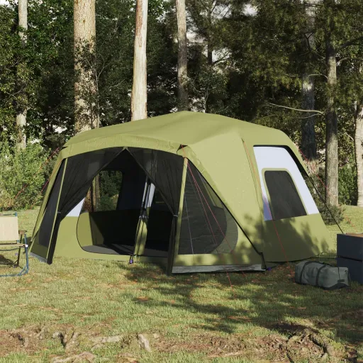 Tenda Familiar 10 Pessoas Libertação Rápida Impermeável Verde